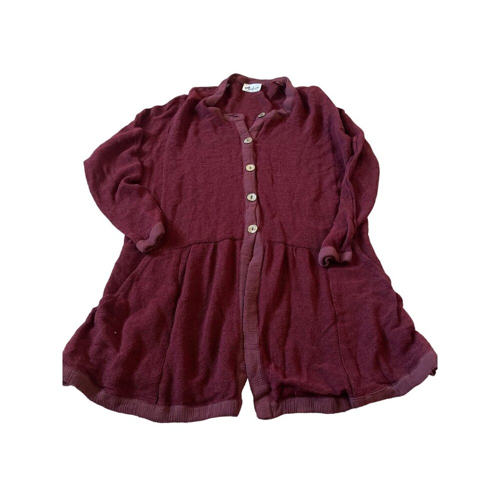 Audio Connie Anderson‎ Size Large Maroon Lagenlook Long Sleeve Top Tunic Relaxed